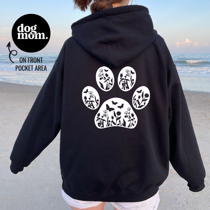 Dog Mom Hoodie Floral Paw Print