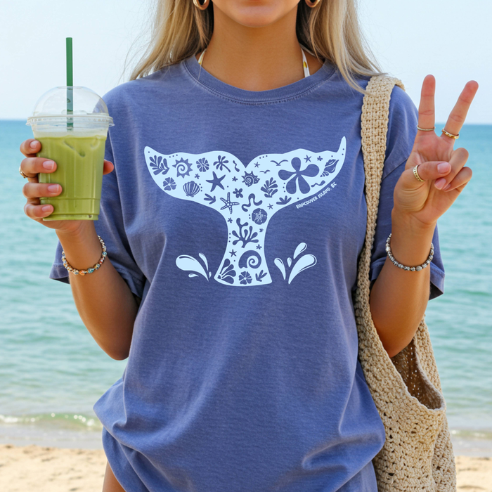 Whale Tail Tee - Flo Blue (Original Design)
