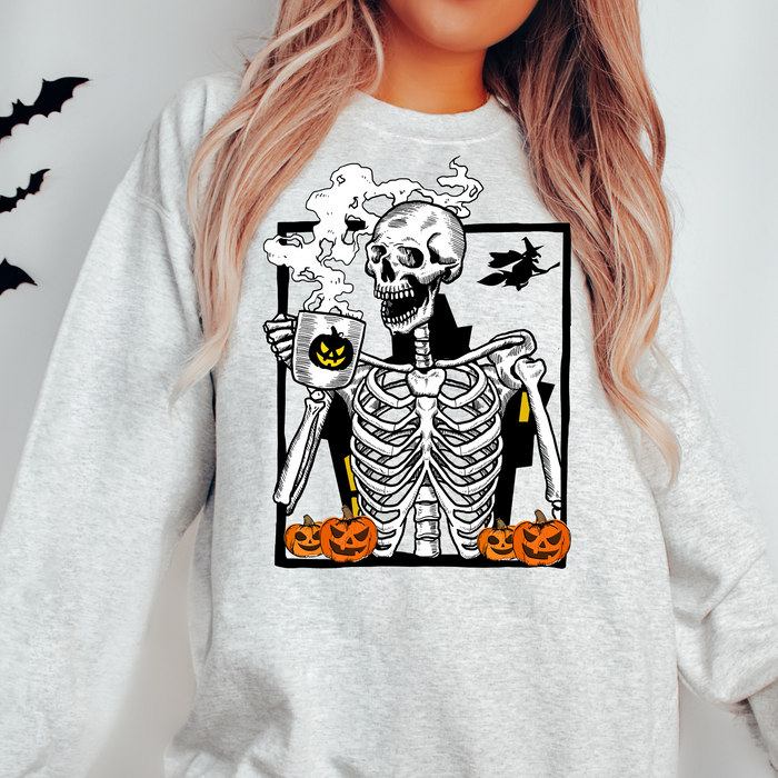 Skeleton Coffee Crewneck - Ash Grey