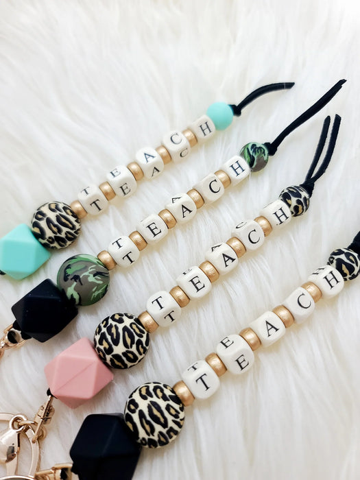 TEACH Beaded Keychain