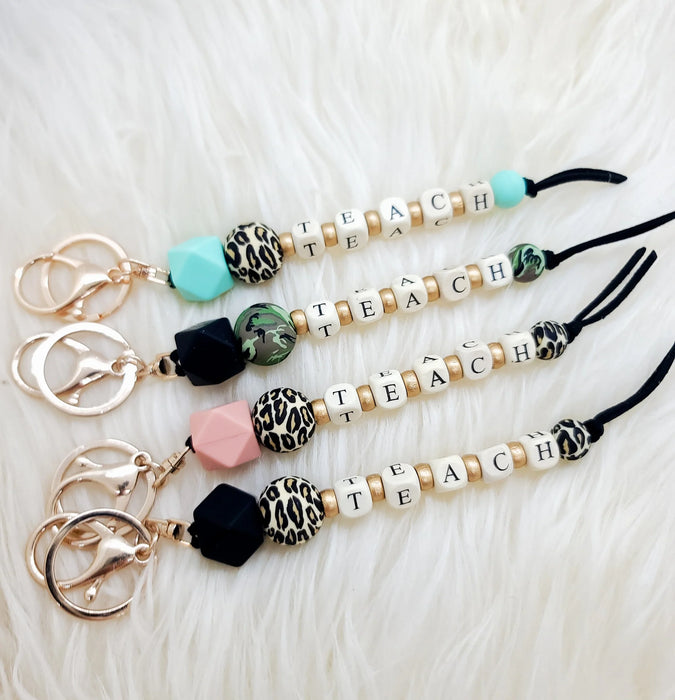 TEACH Beaded Keychain