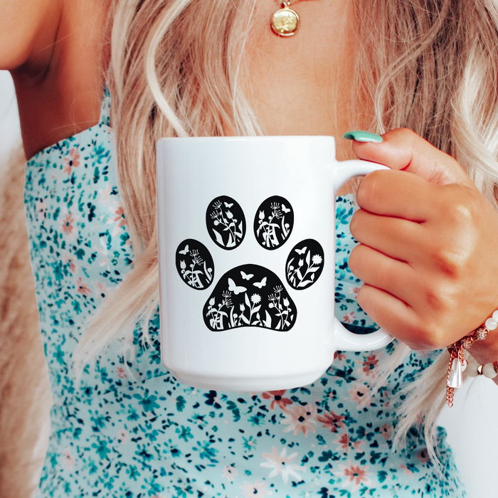 Floral Paw Print Mug