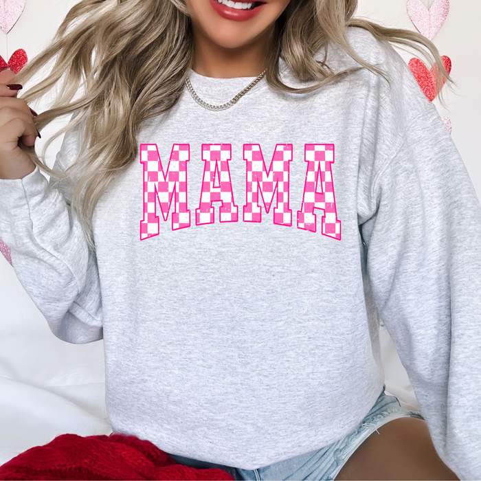 MAMA Pink Checkered Crewneck