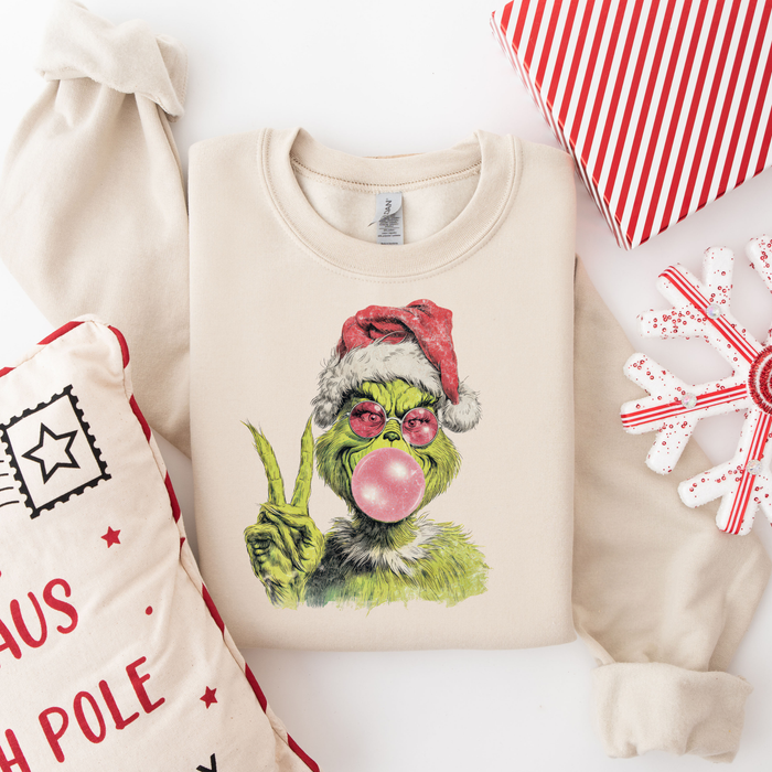 Bubble Gum Grinch Crewneck