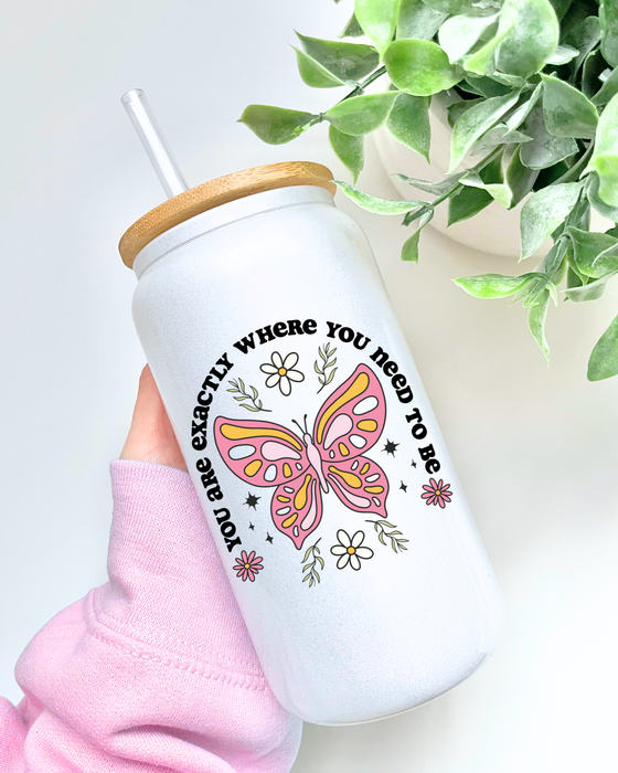 Where You Need To Be ♡ 16oz Glass - White