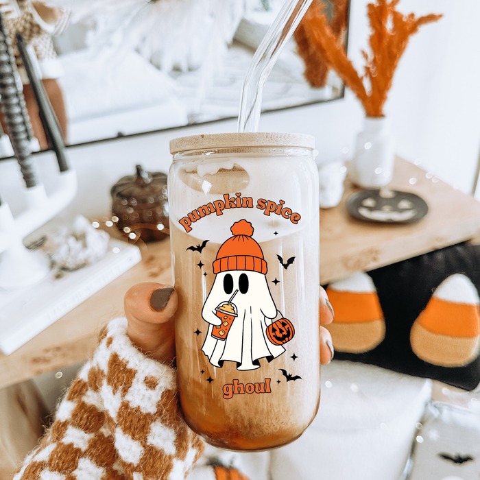 Pumpkin Spice Ghoul ♡ 16oz Glass - Clear or Frosted