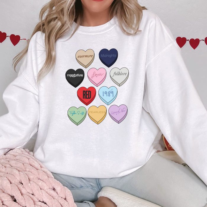 Valentine Hearts Albums Crewneck