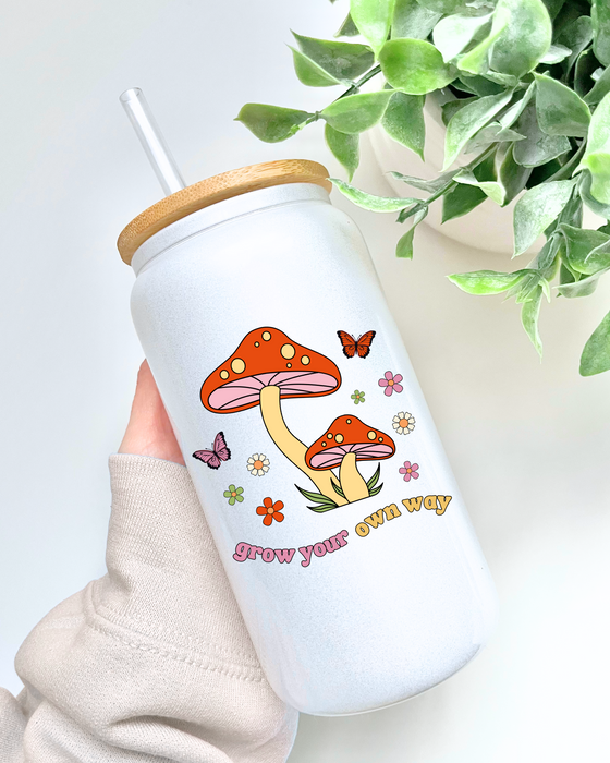 Grow Your Own Way ♡ 16oz Glass - White