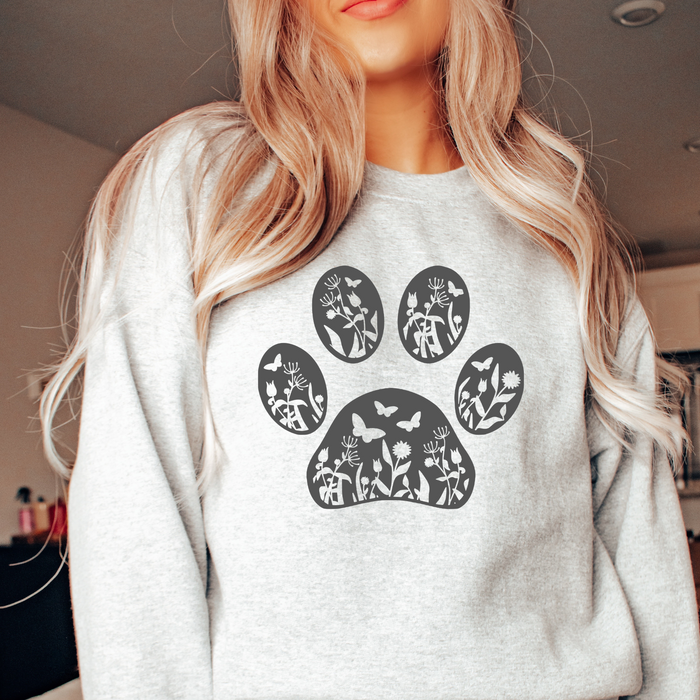 Floral Paw Print Crewneck