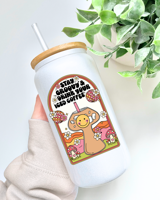 Stay Groovy ♡ 16oz Glass - White