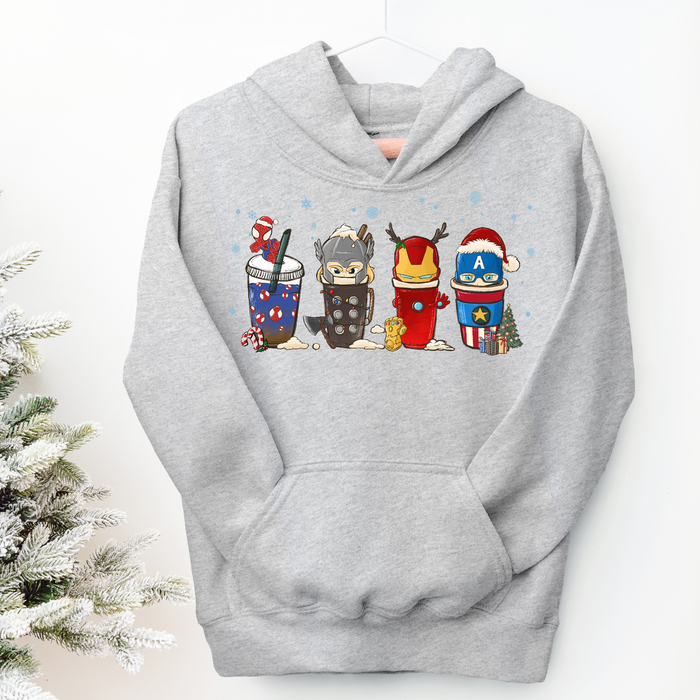 Superhero Christmas Drinks Youth Sweatshirt