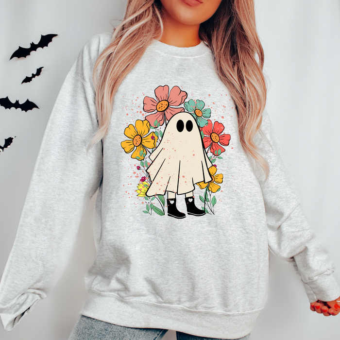 Boho Floral Ghost Crewneck