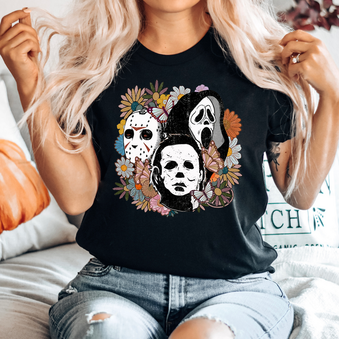 Horror Movie Floral Tee