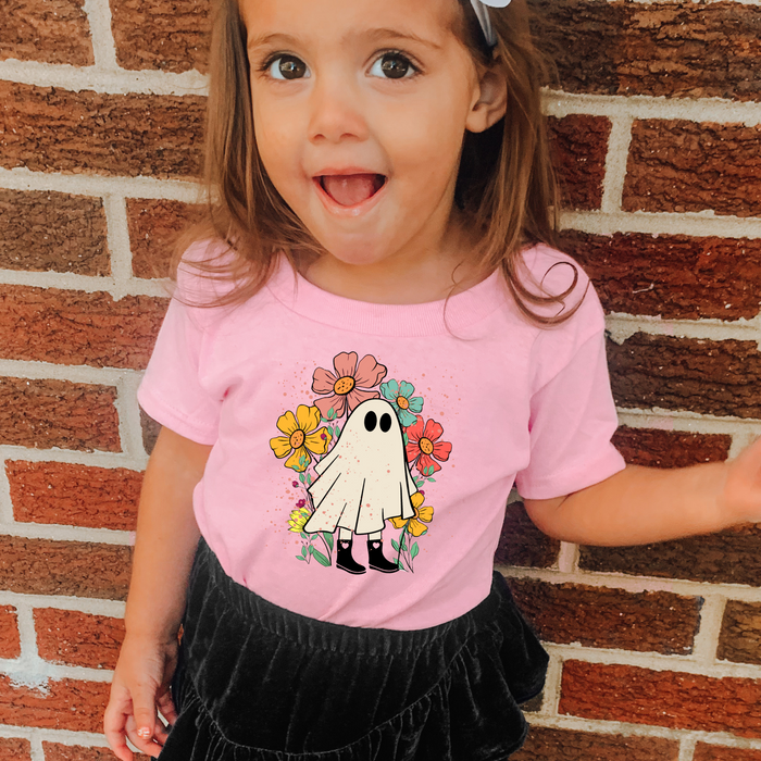 Kids Halloween Floral Ghost Shirt