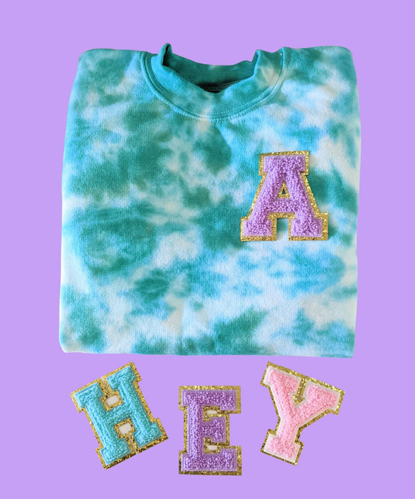 Teal Letter Patch Crewneck