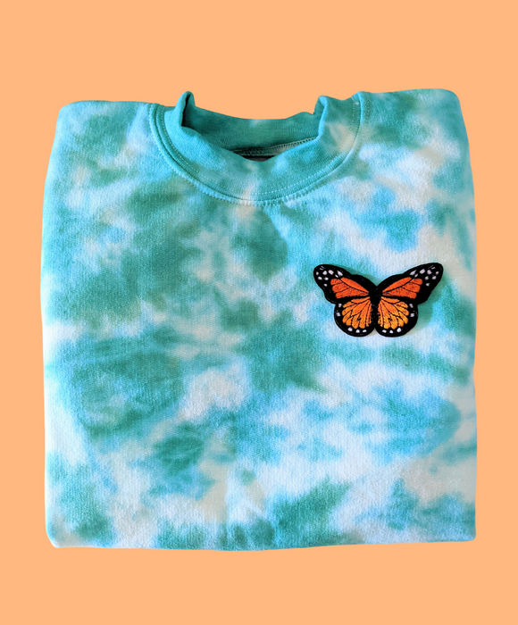 Teal/Orange Butterfly Patch Crewneck