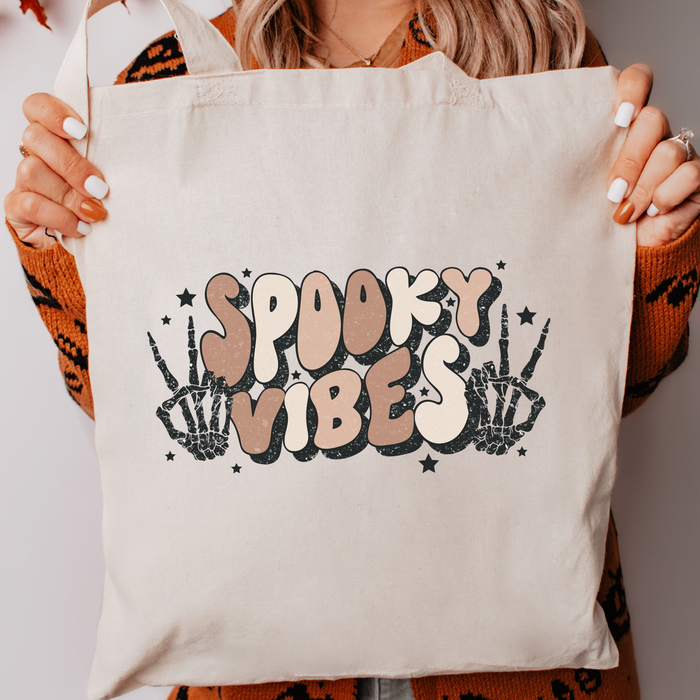 Halloween Canvas Tote Bag - Spooky Vibes