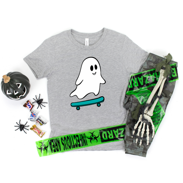 Kids Halloween Skater Ghost Shirt