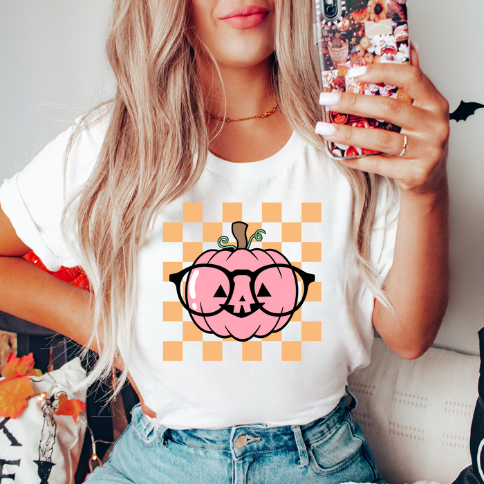 Cute Pumpkin With Glasses Tee