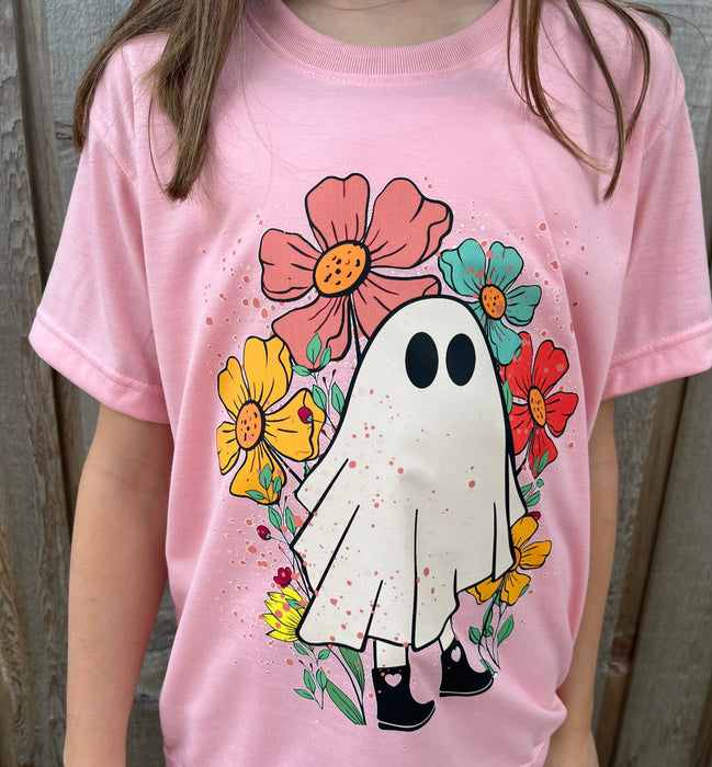 Kids Halloween Floral Ghost Shirt