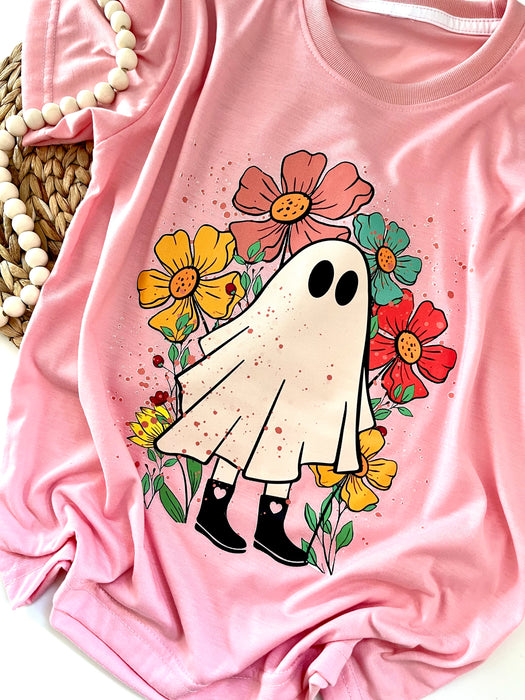 Kids Halloween Floral Ghost Shirt